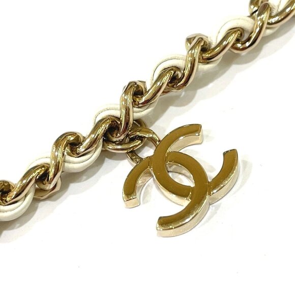 CHANEL CC Flap Pochette Chain Shoulder Bag Leather / tweed White x Red - Picture 11 of 13